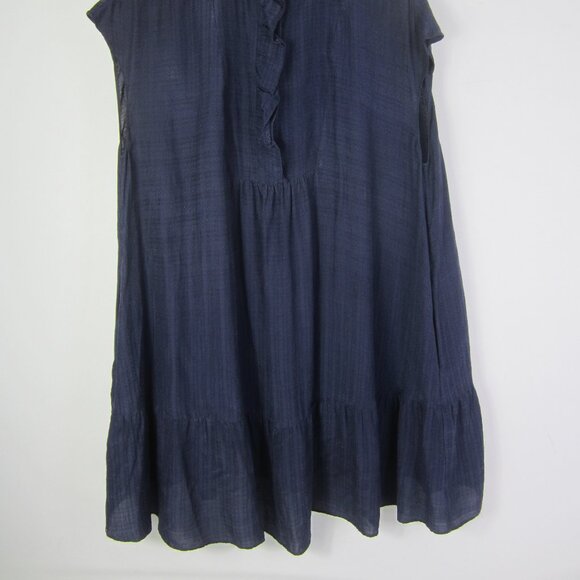 Stockholm Atelier & Other Stories Women 10 Navy Blue Cap Sleeve Gathered Dress - Picture 12 of 12